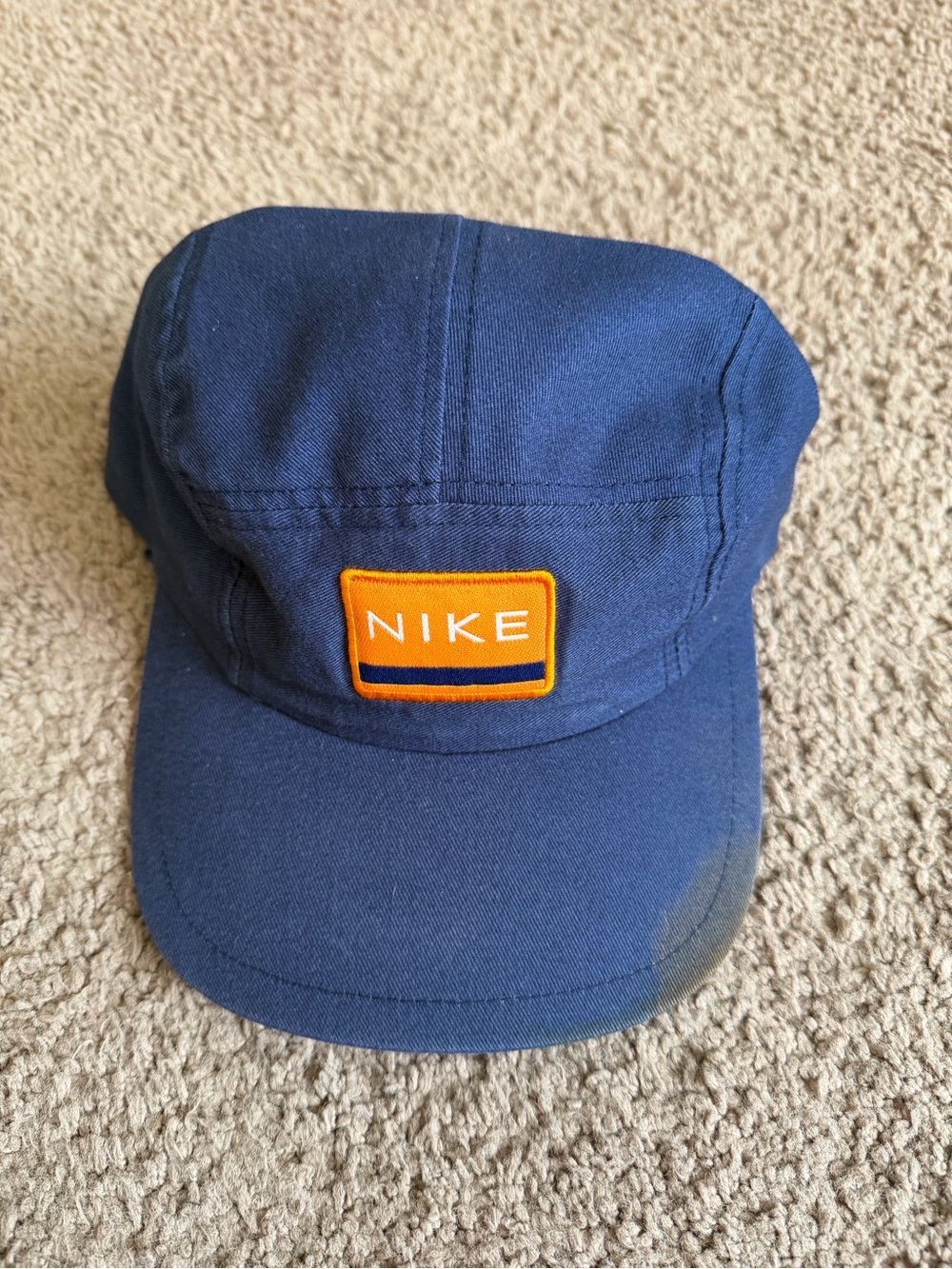 Vintage Nike Navy Cap with Orange Logo Patch
